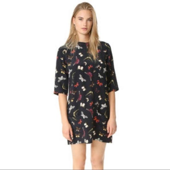 Equipment Dresses & Skirts - Equipment Women’s Aubrey Silk Butterfly Print Elbow Sleeve Shift Dress
